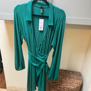Wild fable Emerald Green Wrap Dress